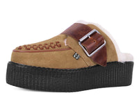 V3236L Brown Suede Wool Creeper Mule