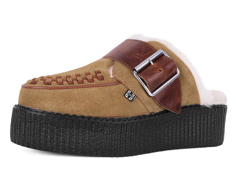 V3236L Brown Suede Wool Creeper Mule