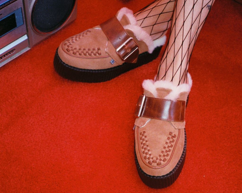V3236L Brown Suede Wool Creeper Mule