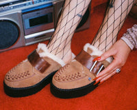 V3236L Brown Suede Wool Creeper Mule