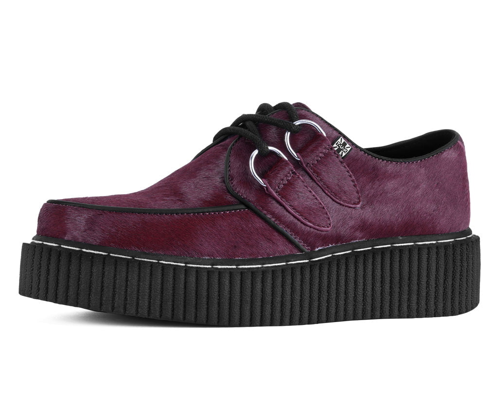 G3454 Burgundy Cow Hair Vintage Creeper