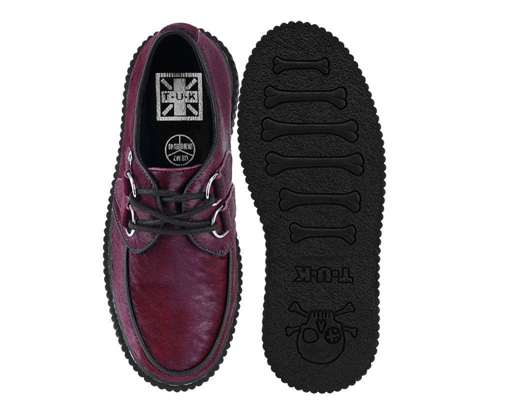G3454 Burgundy Cow Hair Vintage Creeper