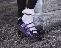 F3269L Burgundy Crinkle Patent Multi-Strap Viva Low Mary Jane