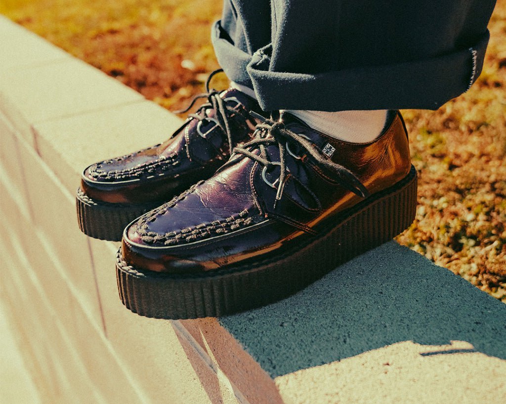 V3246 Burgundy Crinkle Patent Viva Mondo Creeper