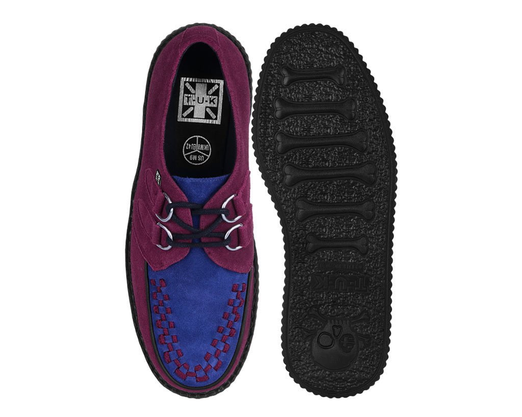 V3414 Burgundy & Navy Suede Viva Mondo Creeper