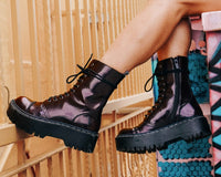 A3194 Burgundy Rub-Off 10-Eye Double Decker Boot