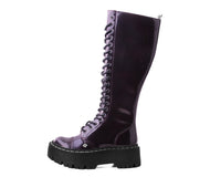 A3187 Burgundy Rub-Off Knee-High Double Decker Boot