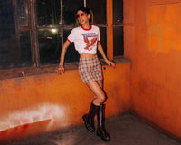 A3187 Burgundy Rub-Off Knee-High Double Decker Boot