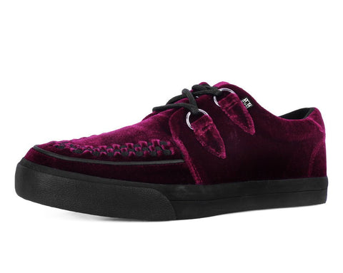 A3280 Burgundy Velvet D-Ring Interlace Sneaker