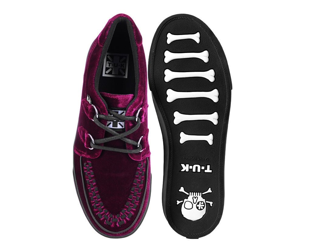 A3280 Burgundy Velvet D-Ring Interlace Sneaker