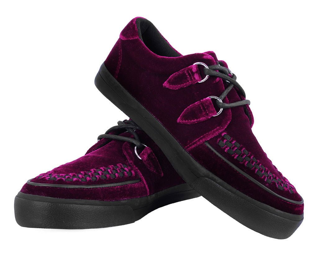 A3280 Burgundy Velvet D-Ring Interlace Sneaker