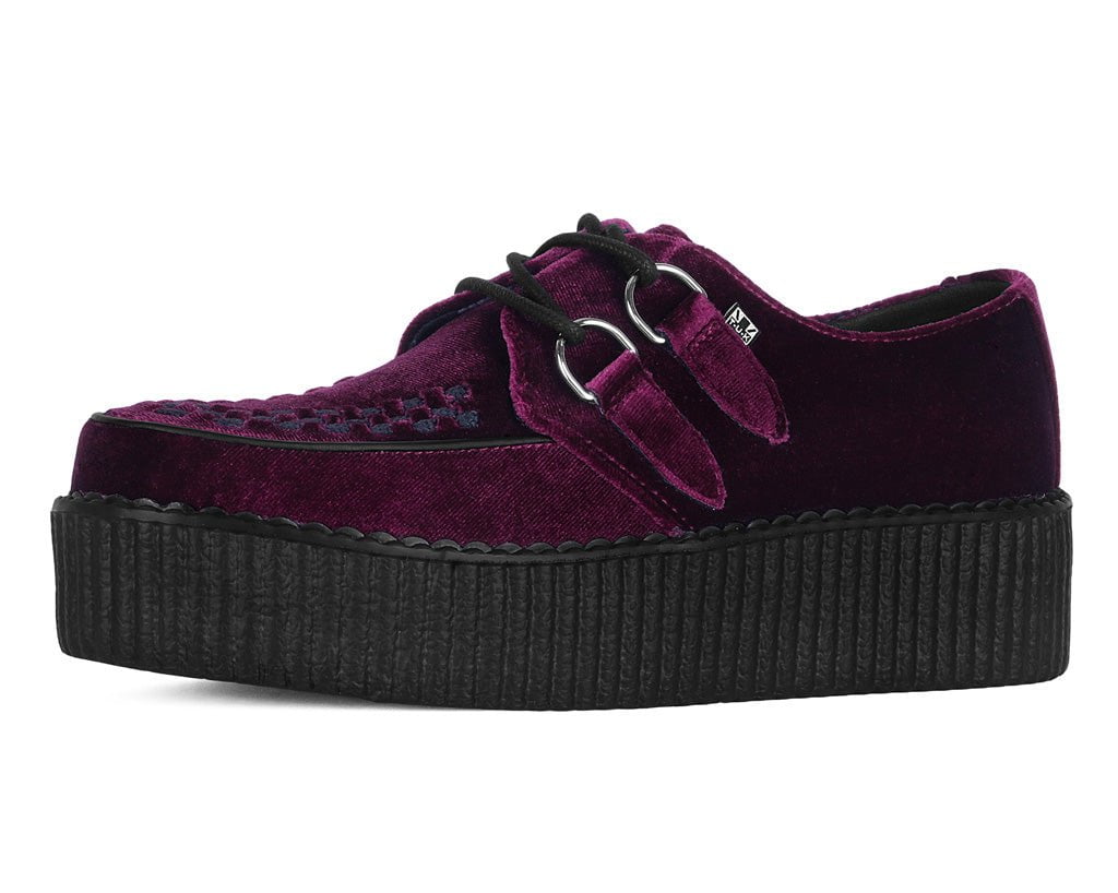 Burgundy Velvet Viva Mondo Creepers - T.U.K.V8463-03