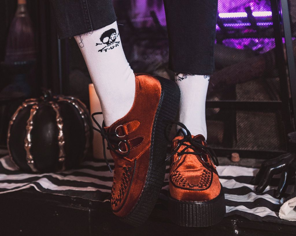 Burnt Orange Velvet Viva Mondo Creeper - T.U.K.V3282-03