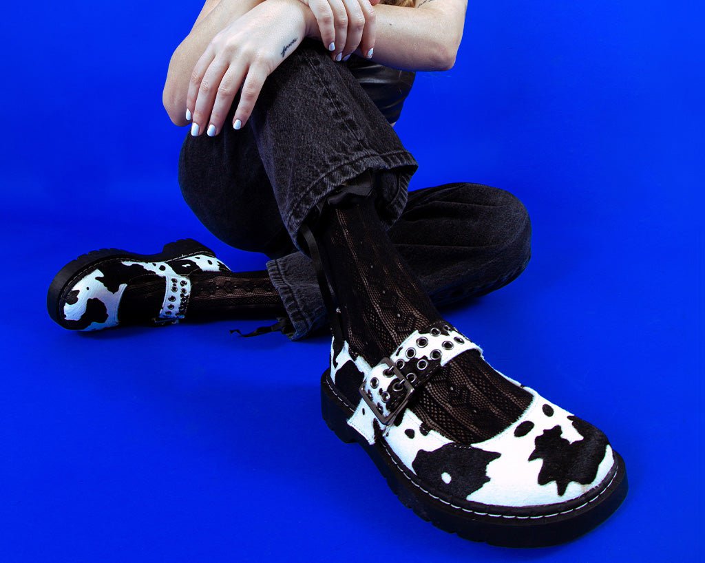 T2351 Cow Print Mary Jane