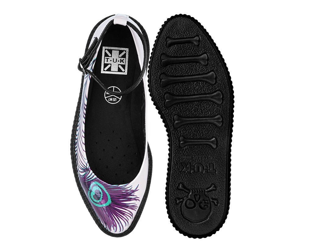 A3396L Cream Peacock Feather Ballet Creeper