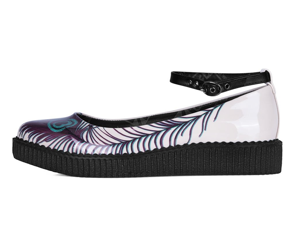 A3396L Cream Peacock Feather Ballet Creeper