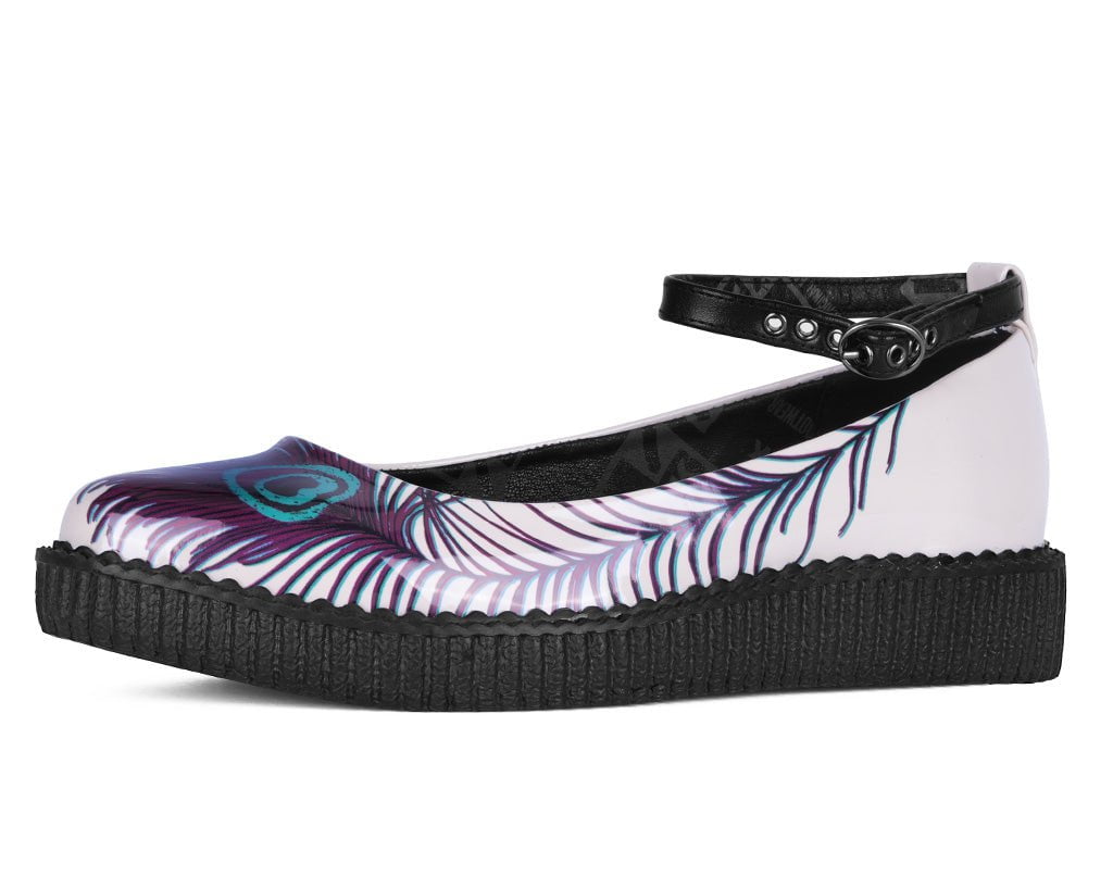 A3396L Cream Peacock Feather Ballet Creeper