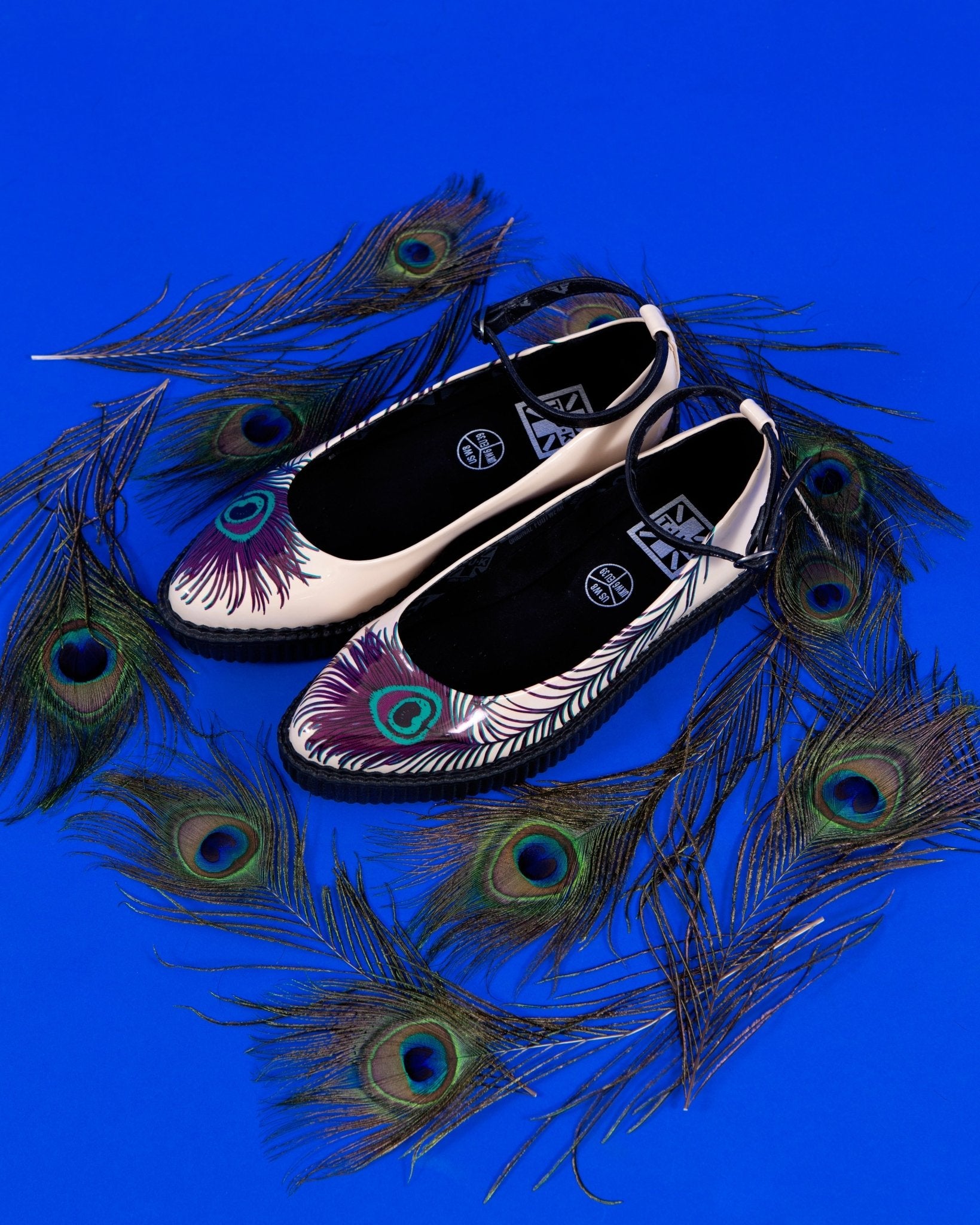 A3396L Cream Peacock Feather Ballet Creeper
