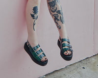V3199L Emerald Metallic 3-Buckle Mondo Sandal