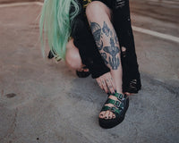 V3199L Emerald Metallic 3-Buckle Mondo Sandal
