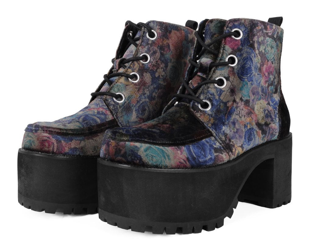 A3285L Floral Velvet Nosebleed Boot
