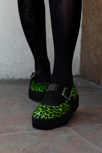 V3413L Green Leopard Cow Hair Mondo Mary Jane