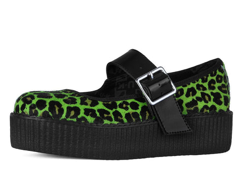V3413L Green Leopard Cow Hair Mondo Mary Jane