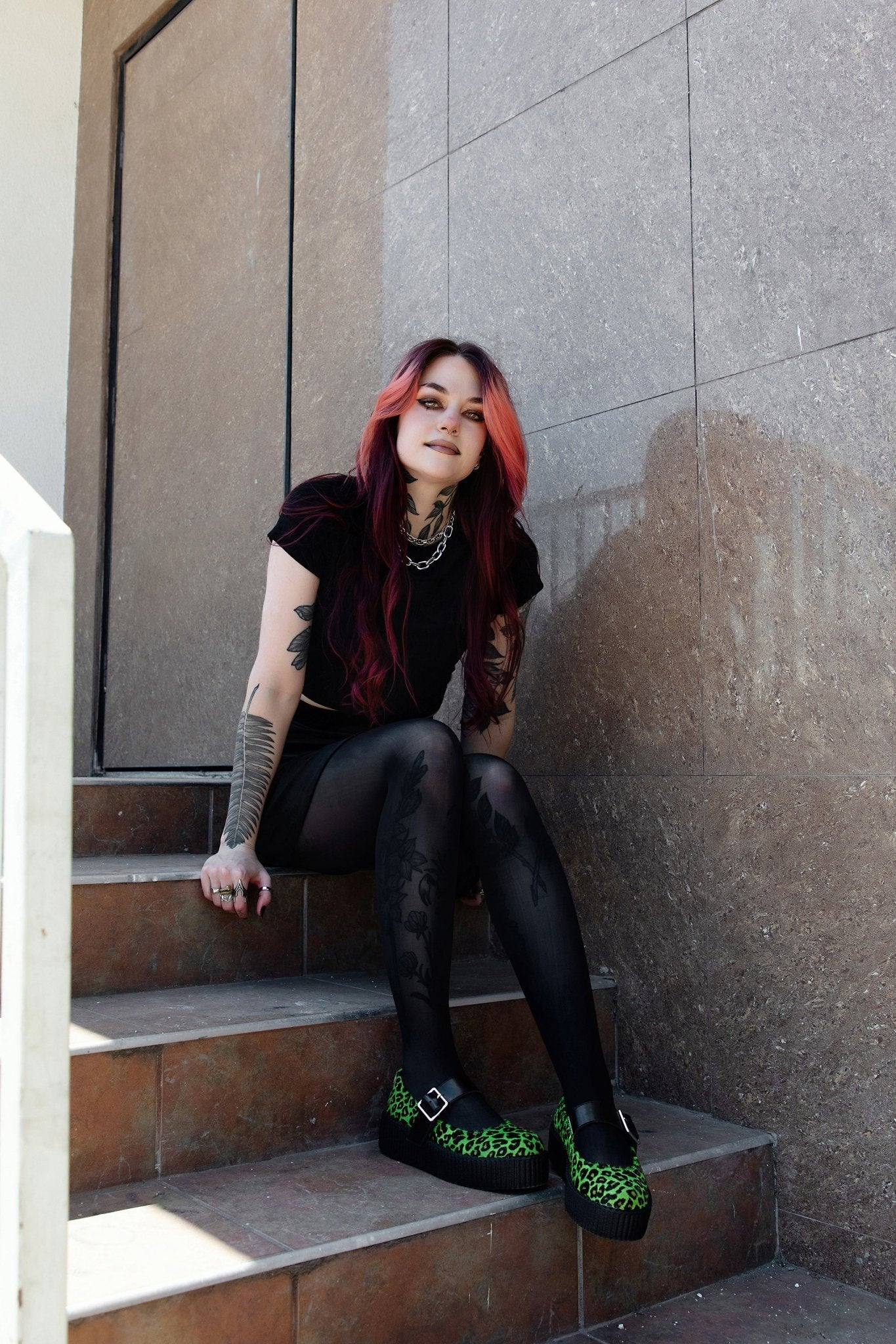 V3413L Green Leopard Cow Hair Mondo Mary Jane
