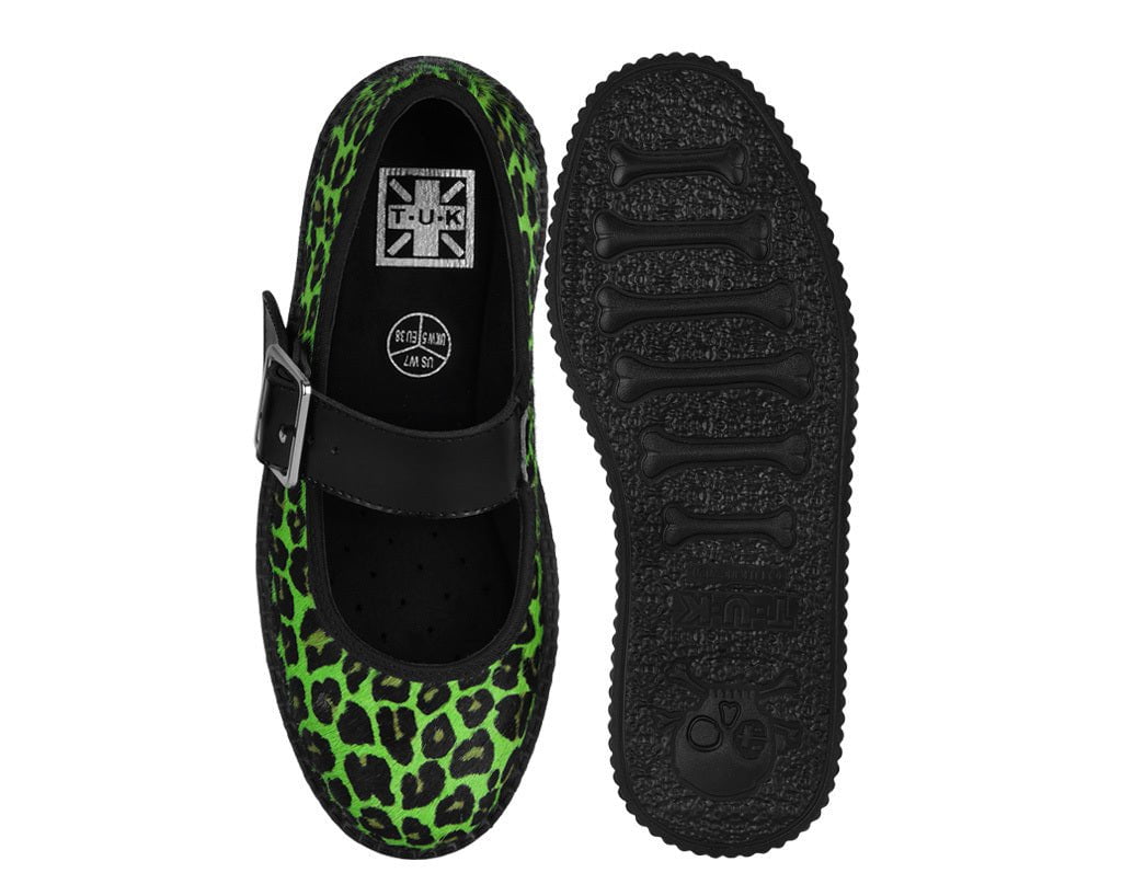 V3413L Green Leopard Cow Hair Mondo Mary Jane V3413L-05