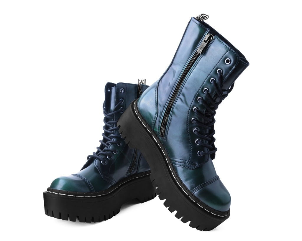 A3195 Green Rub-Off 10-Eye Double Decker Boot