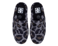 V3445L Grey Leopard Faux Fur Creeper Mule