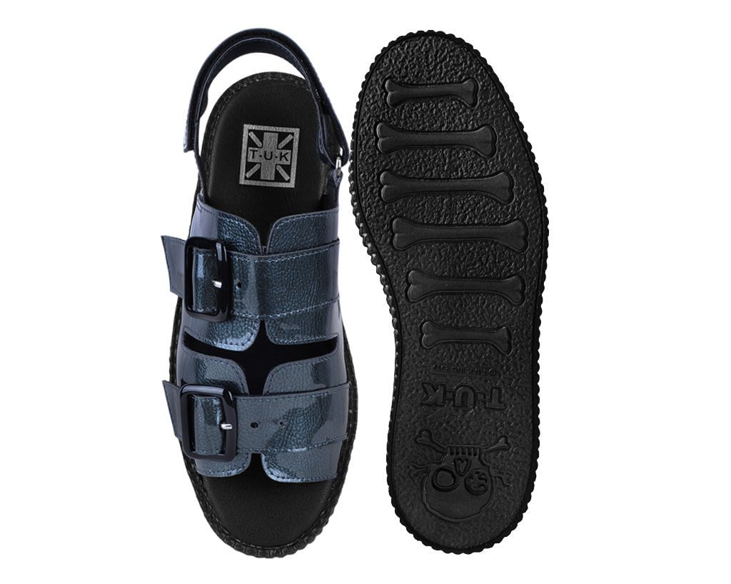 Grey Patent 2-Buckle Sandal - T.U.K.V3251L-05
