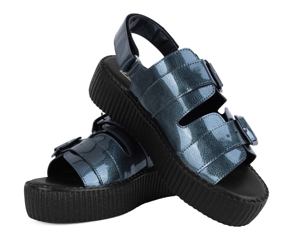 Grey Patent 2-Buckle Sandal - T.U.K.V3251L-05