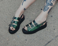 Emerald Metallic 3-Buckle Mondo Sandal