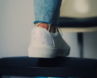 White Twill Slip-On Creeper Sneaker