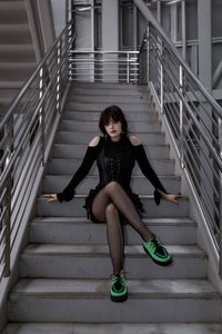 Neon Green & Black Suede Viva Mondo Creeper - T.U.K.V3389-03
