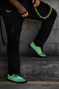 A3397 Neon Green Suede Creeper Sneaker