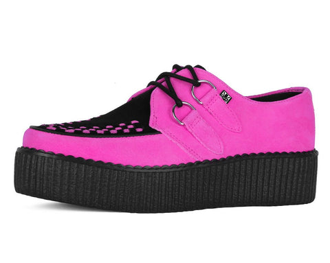 Neon Pink & Black Suede Viva Mondo Creeper - T.U.K.V3390-03