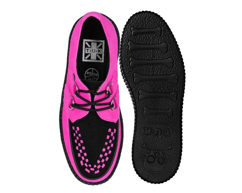 Neon Pink & Black Suede Viva Mondo Creeper - T.U.K.V3390-03
