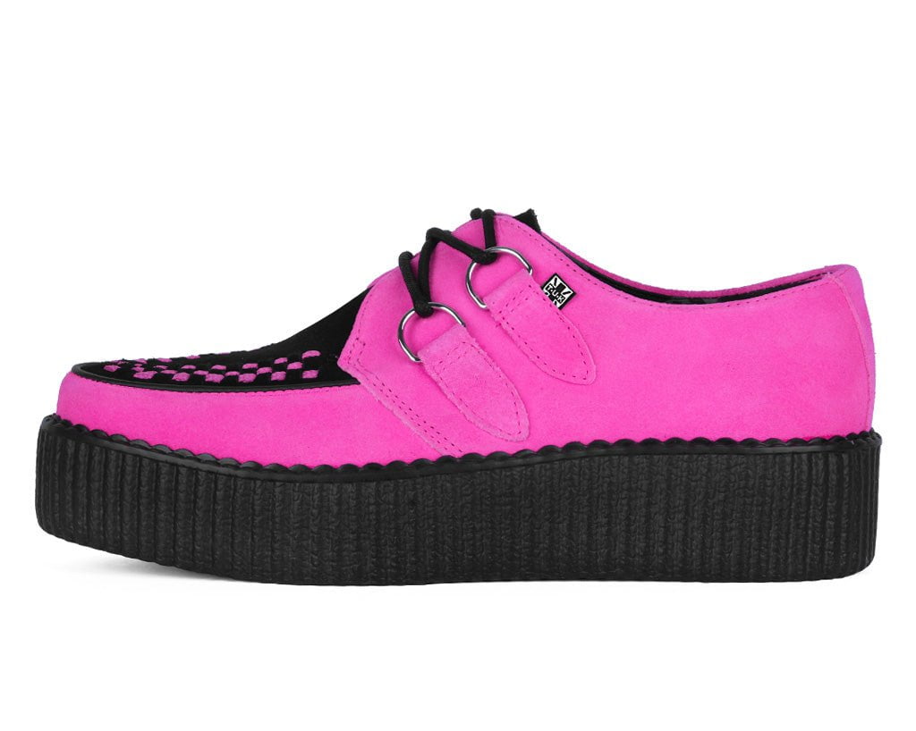 Neon Pink & Black Suede Viva Mondo Creeper - T.U.K.V3390-03