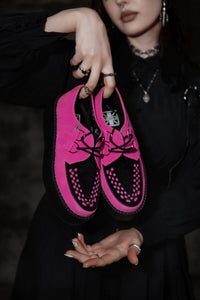 Neon Pink & Black Suede Viva Mondo Creeper - T.U.K.V3390-03