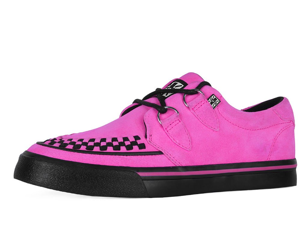A3398 Neon Pink Suede Creeper Sneaker