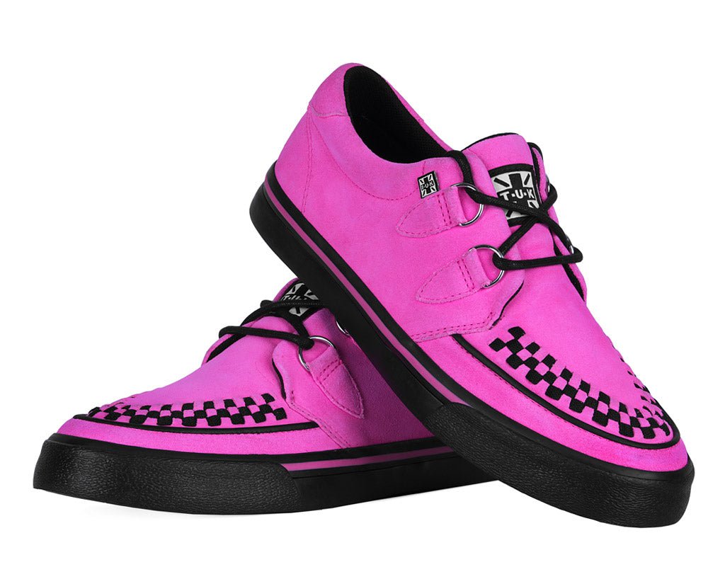 A3398 Neon Pink Suede Creeper Sneaker