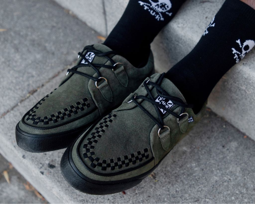 A3330 Olive Green Suede Creeper Sneaker