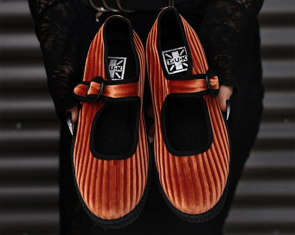 F3215L Orange Corduroy Viva Low Mary Jane