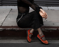 F3215L Orange Corduroy Viva Low Mary Jane