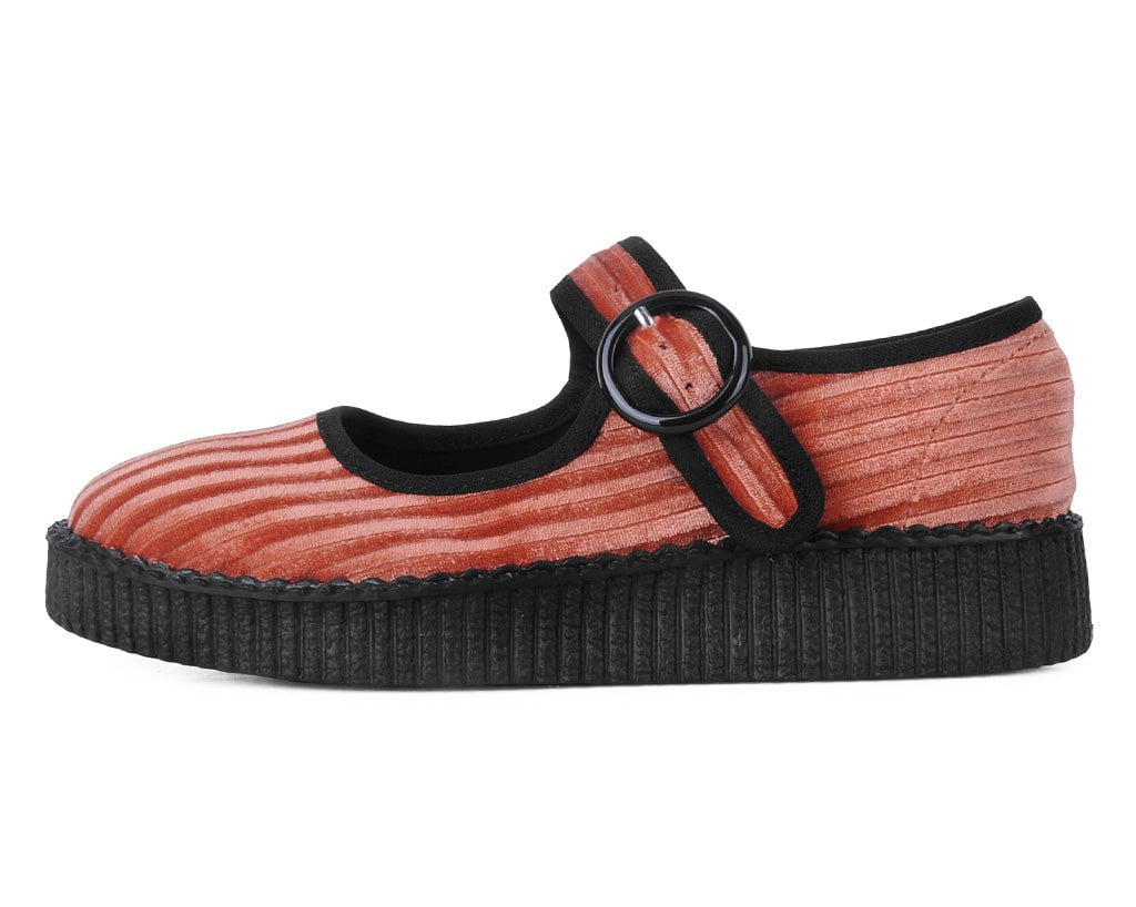 F3215L Orange Corduroy Viva Low Mary Jane