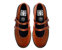 F3438L Orange Velvet 2-Strap Mary Jane