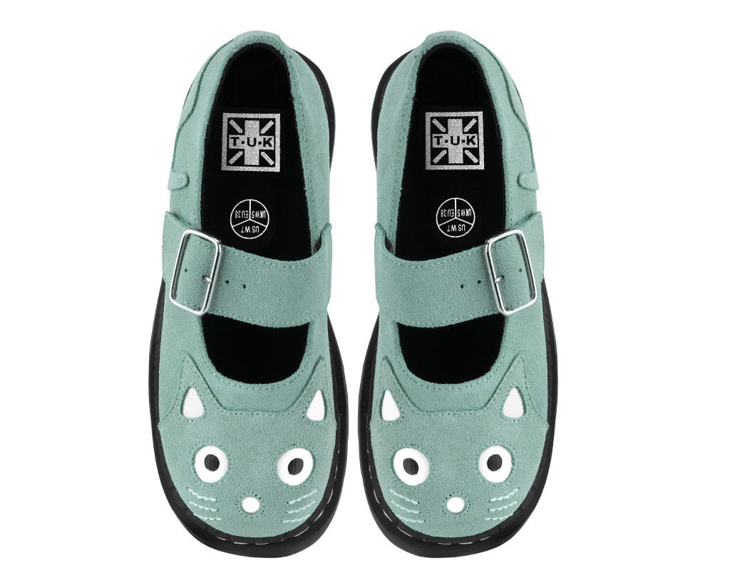 Pale Blue Suede Kitty Mary Jane - T.U.K.T2372-05