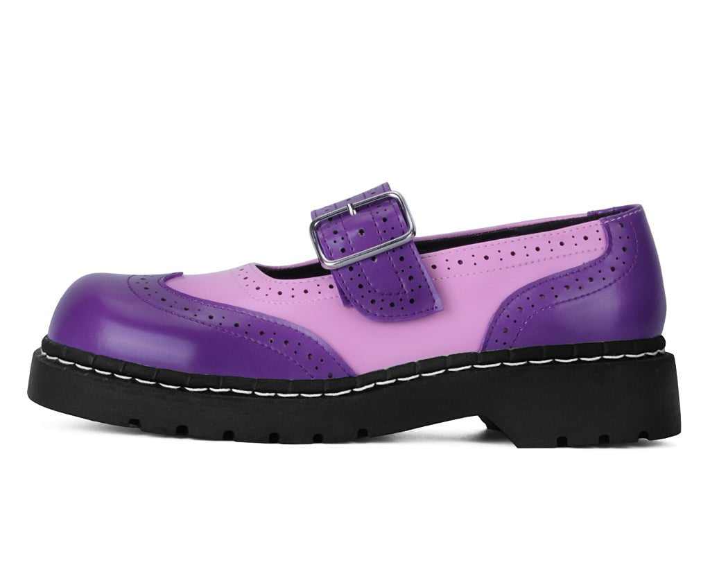 T2352 Pink & Purple Brogue Mary Jane